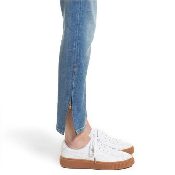 FRAME Le Boy Zip Hem Crop Jeans Ankle Picadilly Distressed Stretch Blue Size 26 - Picture 8 of 15